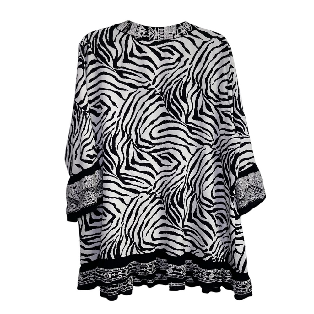 Calessa Zebra Print Boho Tunic‎ Top 1X - Picture 2 of 9